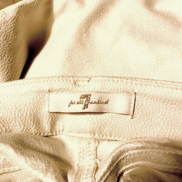 7 FOR ALL MANKIND SKINNY CREAM FAUX SUEDE PANTS SIZE 26 - Picture 12 of 15